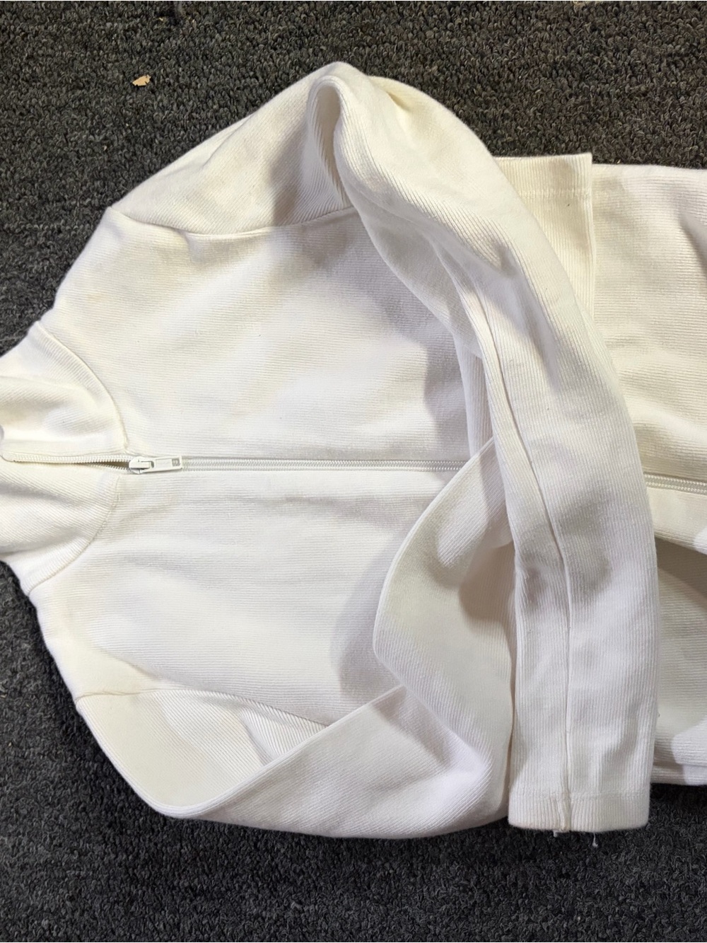 Brandy Melville White Zip-Up Hoodie Jacket